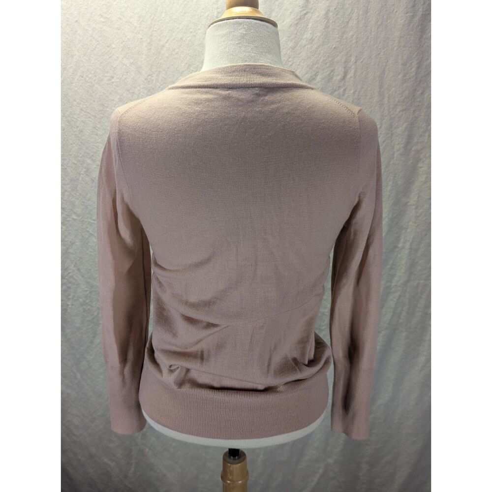 NWOT J.Crew 100% merino wool LS jeweled button-up cardigan mauve Size Medium - Picture 7 of 10